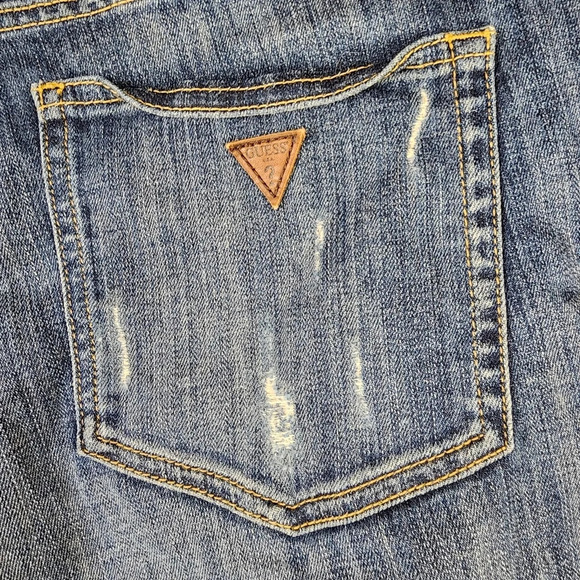 Guess Distressed Button Fly Short Dark Wash 5 Pocket Size  27 - Picture 10 of 14